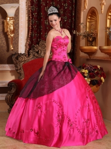 Brand New Hot Pink Sweet 16 Dress Sweetheart Satin Embroidery with Beading Ball Gown