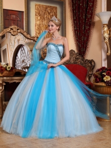 Lovely Multi-color Sweet 16 Dress Sweetheart Tulle Beading Ball Gown