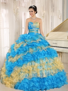 Stylish Multi-color 2013 Sweet 16 Dress Ruffles With Appliques Sweetheart