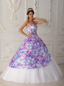 Vintage Multi-color Sweet 16 Dress Sweetheart Tulle Appliques