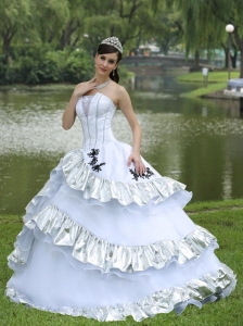 Ball Gown 2013 Sweet 16 Dress For Military Ball Appliques On Taffeta Organza Strapless