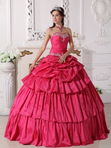 Detachable Sweetheart Sweet 16 Dress Hot Pink Taffeta Beading Ruched