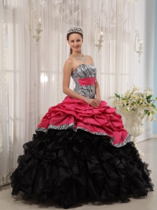 Pretty Brand New Red and Black Sweet 16 Quinceanera Dress Sweetheart Ball Gown