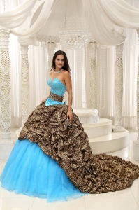 Leopard and Organza Beading Decorate Sweetheart Neckline Exquisite Style For 2013 Sweet 16 Dress