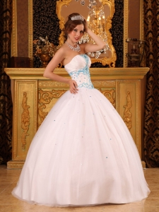 Beautiful White Sweet 16 Dress Strapless Satin and Organza Beading Ball Gown