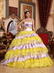 Inexpensive Multi-color Sweet 16 Dress Sweetheart Organza Beading and Ruffles Ball Gown