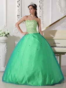 Sweet Green Sweet 16 Quinceanera Dress Sweetheart Tulle Beading Ball Gown