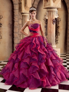 Brand New Multi-color Sweet 16 Dress Strapless Organza Ruffles Ball Gown