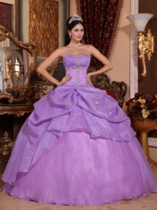New Lavender Sweet 16 Quinceanera Dress Strapless Organza Beading Ball Gown