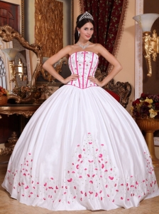 New White Sweet 16 Dress Strapless Taffeta Beading and Embroidery Ball Gown