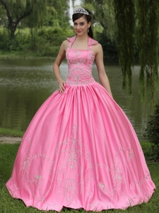 Rose Pink 2013 New Arrival Square Neckline Beaded Decorate For Sweet 16 Dress