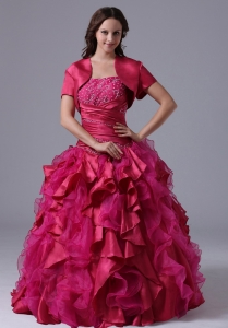 Ball Gown Fuchsia Ruffles Beaded Decorate Bust Military Ball Gowns With Ruch In Maine