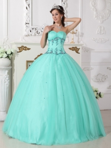 Modern Turquoise Sweet 16 Dress Sweetheart Tulle and Taffeta Beading Ball Gown