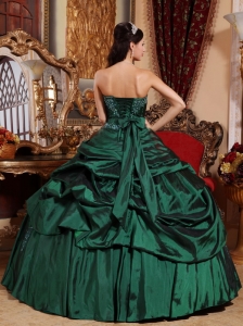 Emerald Green Sweet Sixteen Quinceanera Dress Strapless Beading