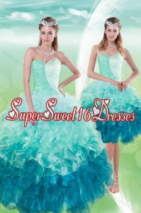 2015 Pretty Sweetheart Multi Color Quince Dresses with Beading and Ruffles