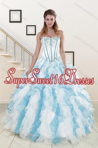 2015 Cute Appliques and Ruffles Quince Dresses in Multi Color