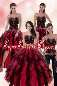 Detachable Multi Color Dresses for Quince with Ruffles and Beading