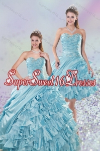 2015 Elegant Sweetheart Ball Gown Quinceanera Dresses with Beading and Ruffled Layers