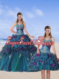 Elegant Multi Color 2015 Quinceanera Gown with Hand Made Flower and Pick Ups