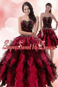 Elegant Multi Color Sweetheart Sweet 15 Dresses with Ruffles and Beading for 2015