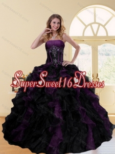 2015 Elegant Multi Color Strapless Quinceanera Dresses with Ruffles and Beading