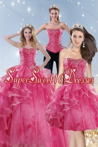 Elegant Pink Quinceanera Dresses with Beading and Ruffles for 2015
