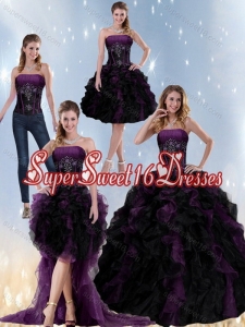 Popular Multi Color Strapless Quinceanera Dresses with Beading and Ruffles