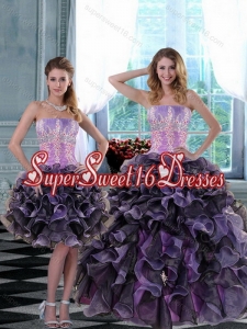 2015 Simple Appliques and Ruffles Quinceanera Dresses in Multi Color