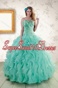 Pretty 2015 Spring Strapless Quinceanera Dresses with Appliques and Ruffles