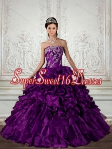 Pretty 2015 Strapless Quinceanera Dress with Embroidery and Ruffles
