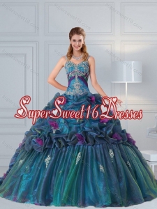 Pretty Multi Color Quinceanera Gown with Hand Made Flower and Pick Ups