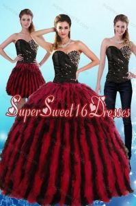 Pretty Multi Color Sweetheart Sweet 16 Dresses with Ruffles and Beading for 2015