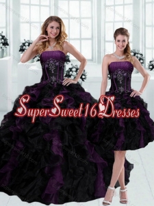 Pretty 2015 Strapless Multi Color Ruffled Quinceanera Dresses with Beading