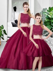 Popular Fuchsia Quince Ball Gowns Military Ball and Sweet 16 and Quinceanera with Lace and Ruching Scoop Sleeveless Zipper