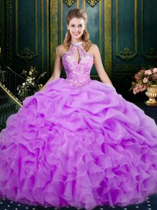 Chic Sleeveless Beading and Ruffles and Pick Ups Lace Up Vestidos de Quinceanera