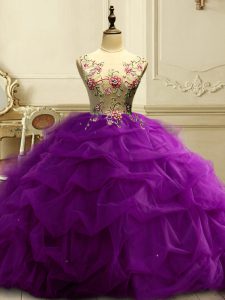 Classical Floor Length Ball Gowns Sleeveless Purple Sweet 16 Dresses Lace Up