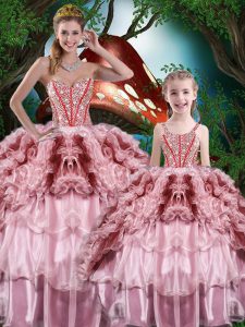 Beautiful Sleeveless Beading and Ruffles and Ruffled Layers Lace Up Quinceanera Dresses