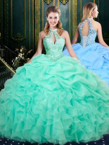 Fancy Sleeveless Lace Up Floor Length Beading and Ruffles and Pick Ups Sweet 16 Dress