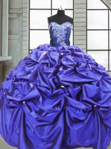 Lovely Taffeta Sleeveless Floor Length Sweet 16 Dresses and Beading and Pick Ups