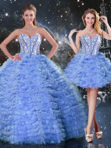 Smart Blue Sleeveless Tulle Lace Up Vestidos de Quinceanera for Military Ball and Sweet 16 and Quinceanera