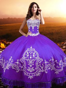 Inexpensive Purple Ball Gowns Taffeta Sweetheart Sleeveless Beading and Appliques Floor Length Lace Up Sweet 16 Quinceanera Dress