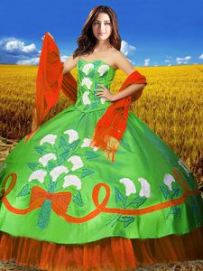 Multi-color Quince Ball Gowns Military Ball and Sweet 16 and Quinceanera with Embroidery Sweetheart Sleeveless Lace Up