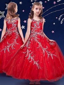 Latest Scoop Red Sleeveless Organza Zipper Pageant Gowns For Girls for Quinceanera and Wedding Party