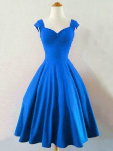 Spectacular Blue Sleeveless Taffeta Lace Up Quinceanera Court Dresses for Prom and Party and Wedding Party