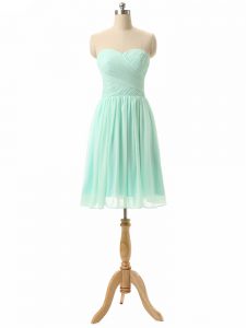 Affordable Apple Green Sweetheart Neckline Ruching Dama Dress for Quinceanera Sleeveless Lace Up