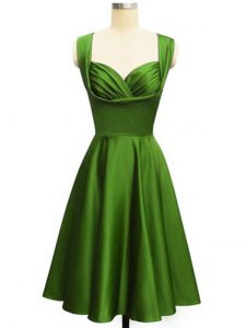 Green Quinceanera Dama Dress Prom and Party and Wedding Party with Ruching Straps Sleeveless Lace Up