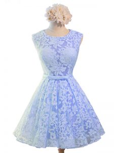 Fantastic Lace Sleeveless Knee Length Court Dresses for Sweet 16 and Belt