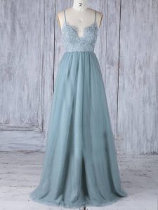 Adorable Grey Sleeveless Tulle Zipper Quinceanera Dama Dress for Prom and Party and Wedding Party