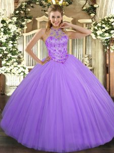 Elegant Lavender Lace Up Quinceanera Dress Beading Sleeveless Floor Length