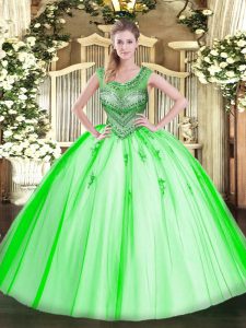 Best Selling Scoop Lace Up Beading 15 Quinceanera Dress Sleeveless
